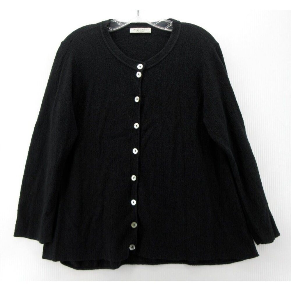 Margaret Winters Sweater Medium Chenille Button Down Crewneck USA